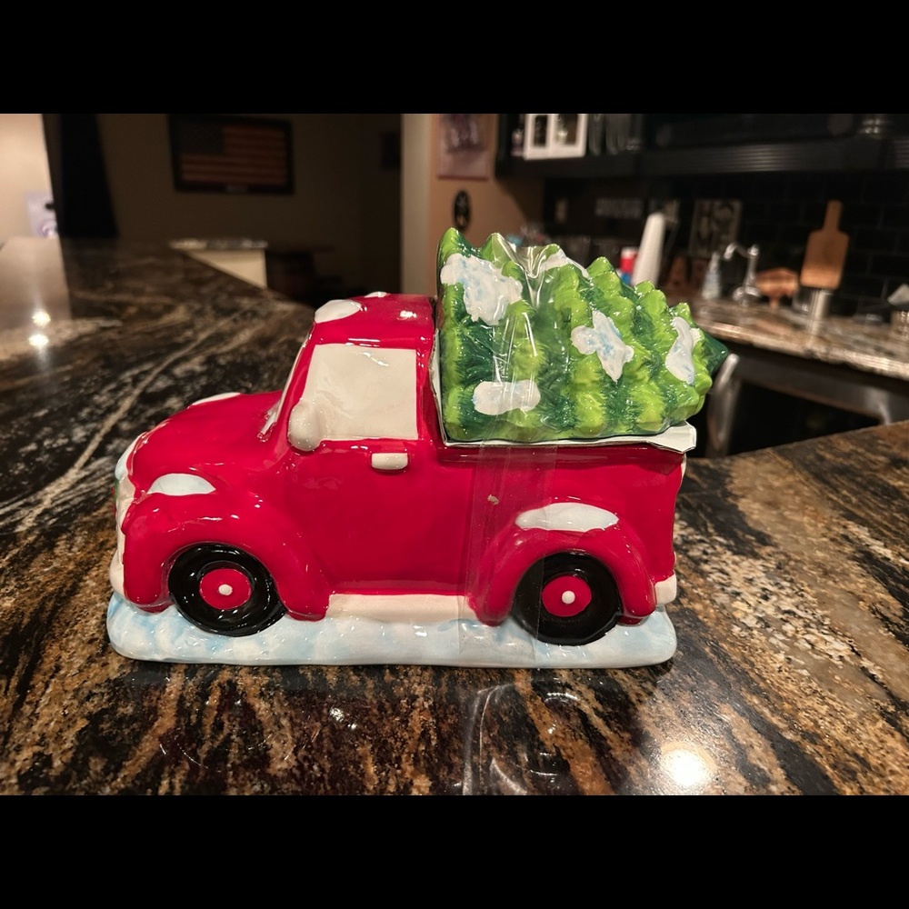 NWT New Holiday Time Red Truck Cookie Jar
